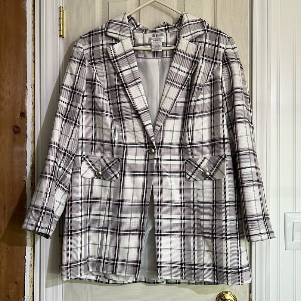 Worthington Womens Lavender, Grey, and White Blazer Size 16W